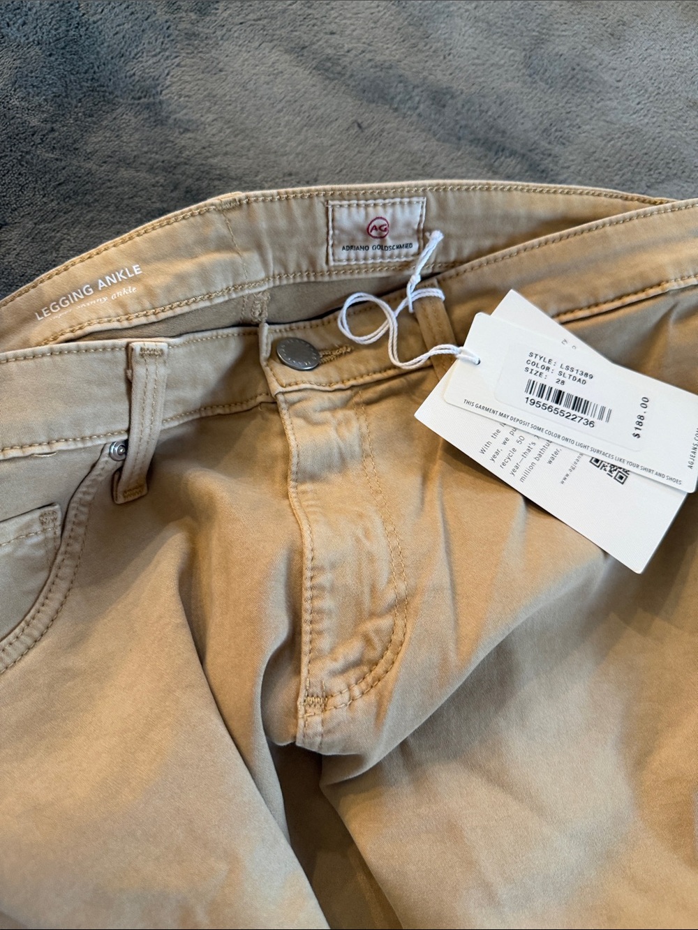 AG Adriano Goldschmied Legging Ankle Pants - Beige Tan